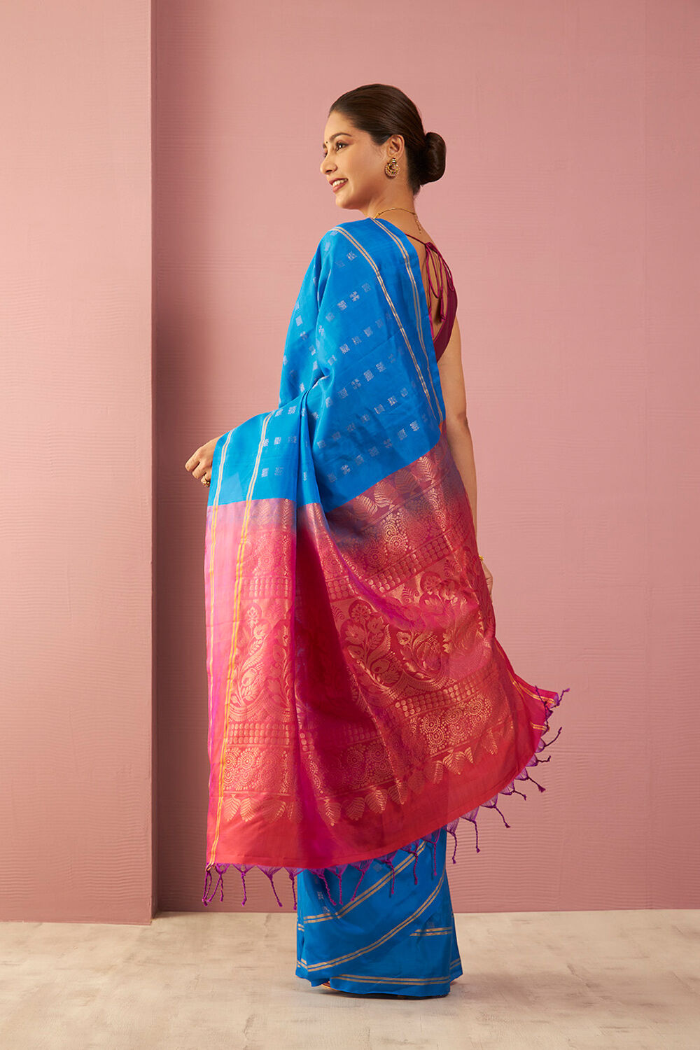 Blue Woven Pure Soft Silk Saree image number null