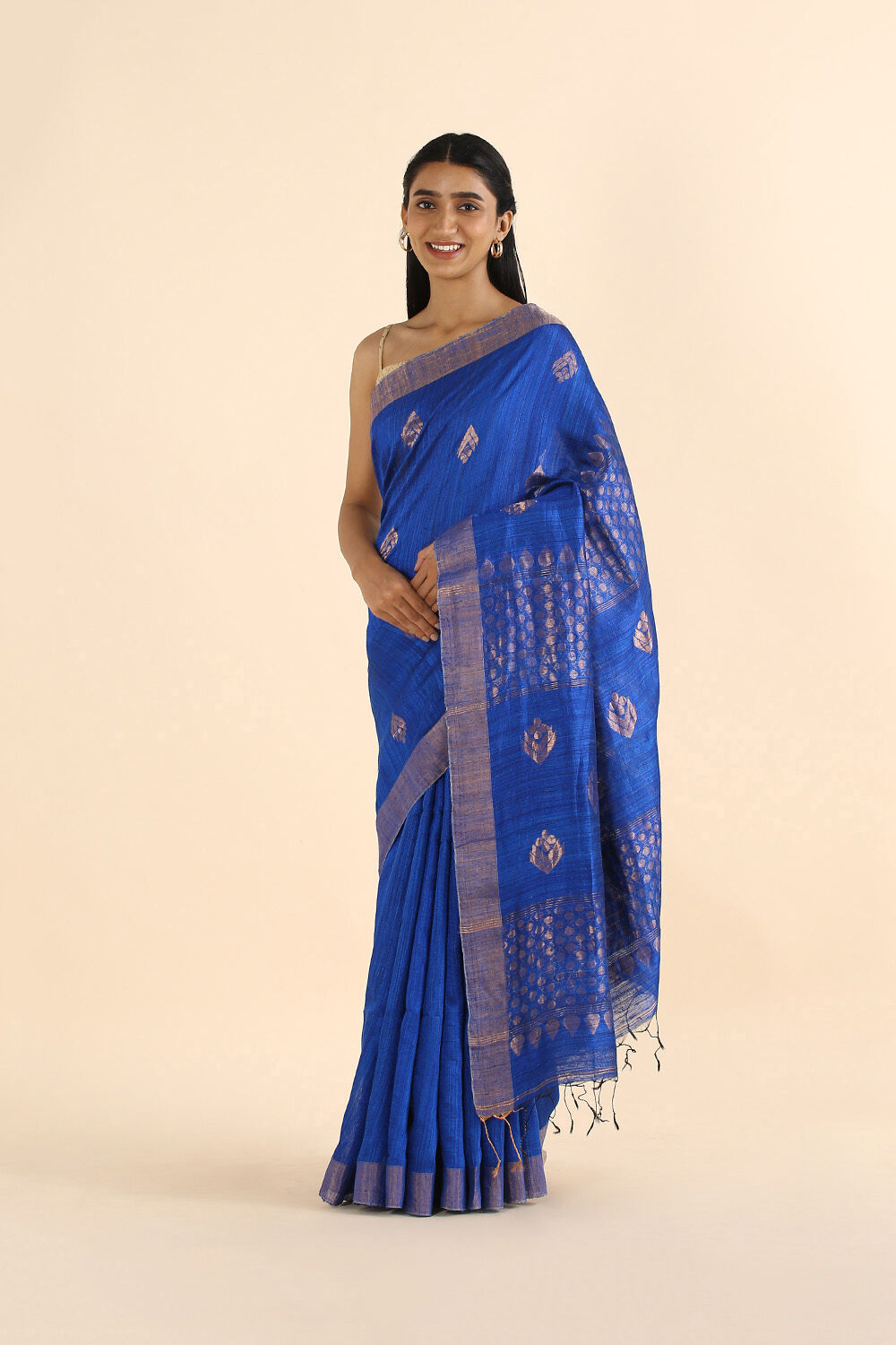 Blue Pure Silk Vanya Jamdani Saree image number null
