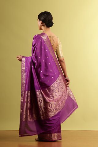 Dark Violet Silk Viscose Woven Saree thumbnail image number null