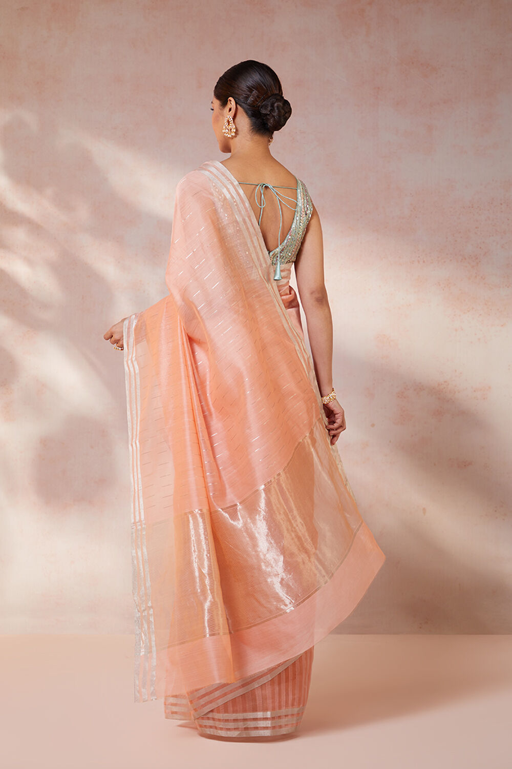 Orange Woven Pure Silk Cotton Chanderi Saree image number null