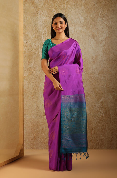 Purple South Pure Silk Woven Saree