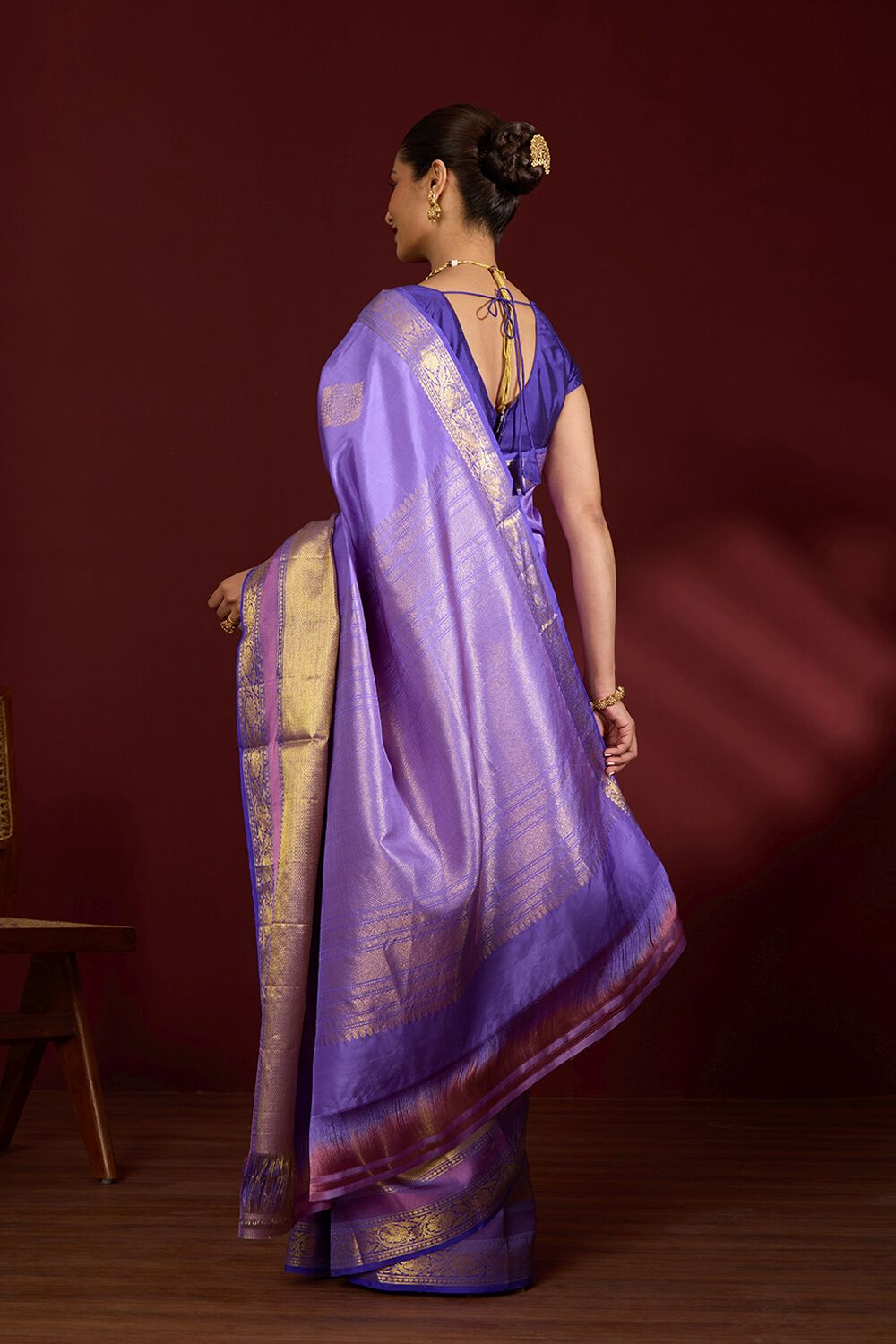 Light Violet Pure Silk Woven Kanjivaram Saree image number null