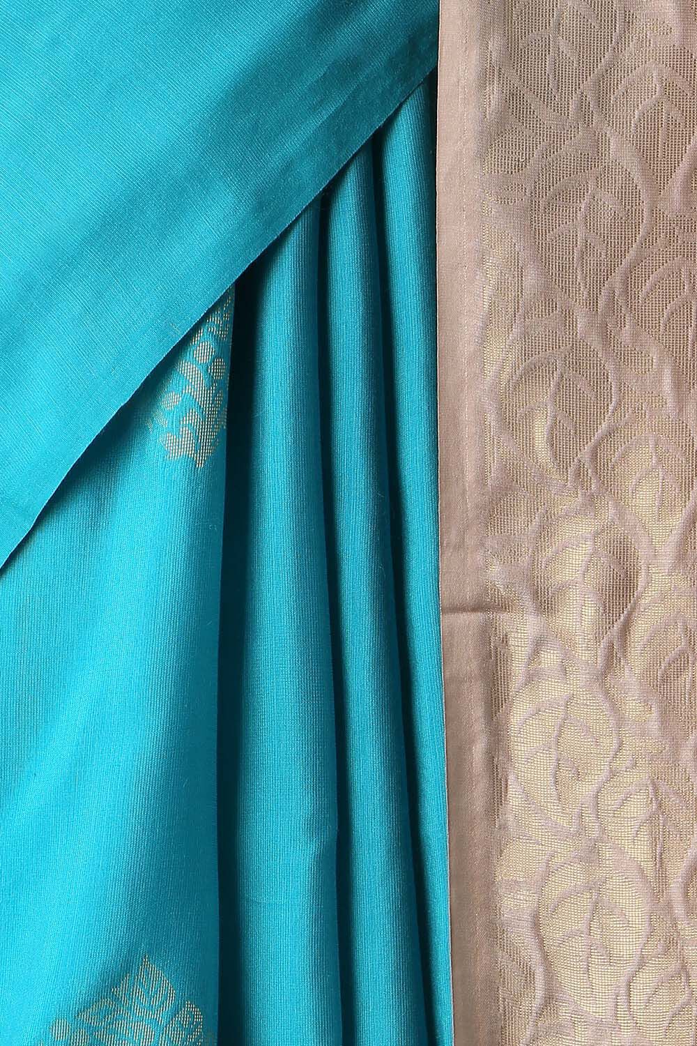 Light Blue Pure Silk Tencel South Saree image number null