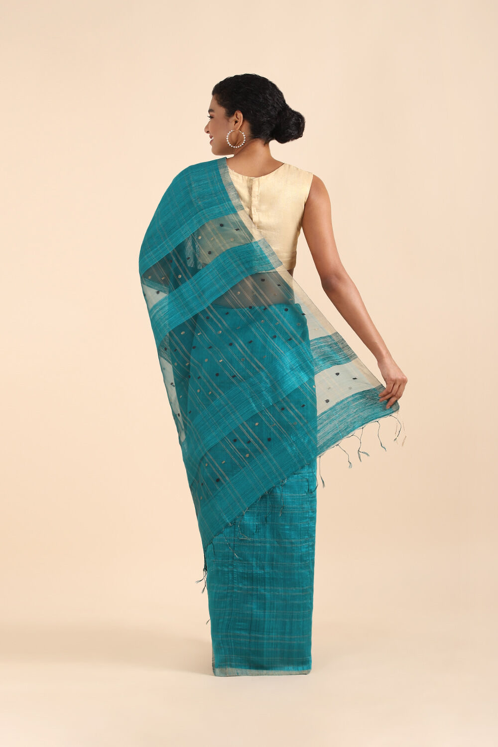 Light Blue Pure Silk Vanya Bengal Saree image number null