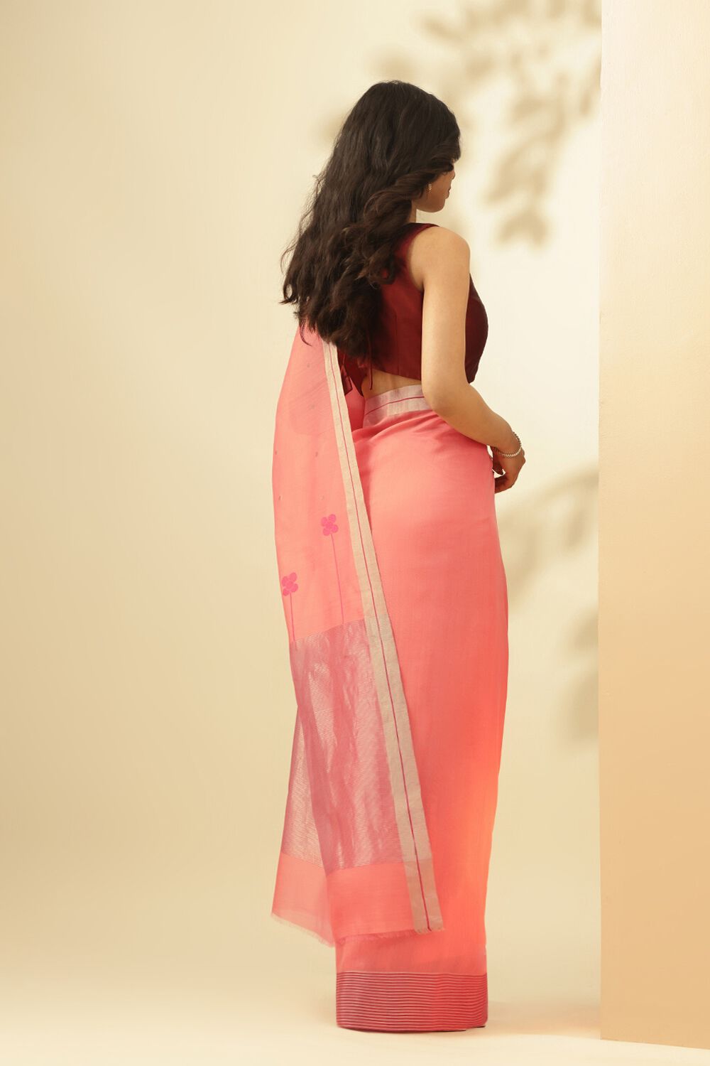 Pink Woven Pure Silk Cotton Chanderi Saree image number null
