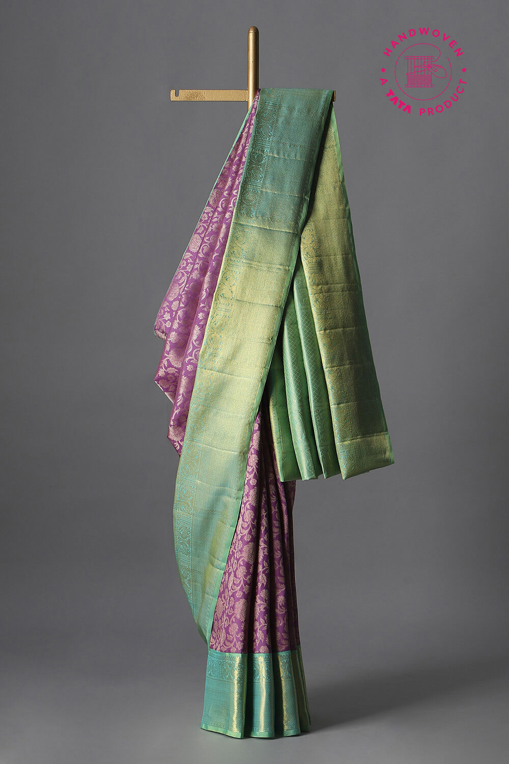 Amethyst Violet Pure Zari Silk Kanjivaram Saree image number null