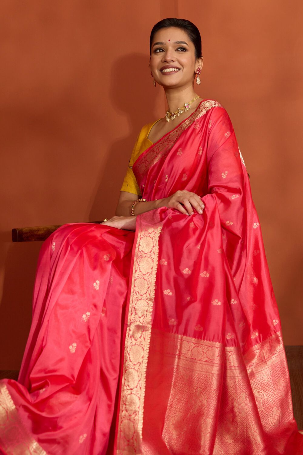 Pink Silk Viscose Cutwork Banarasi Saree image number null