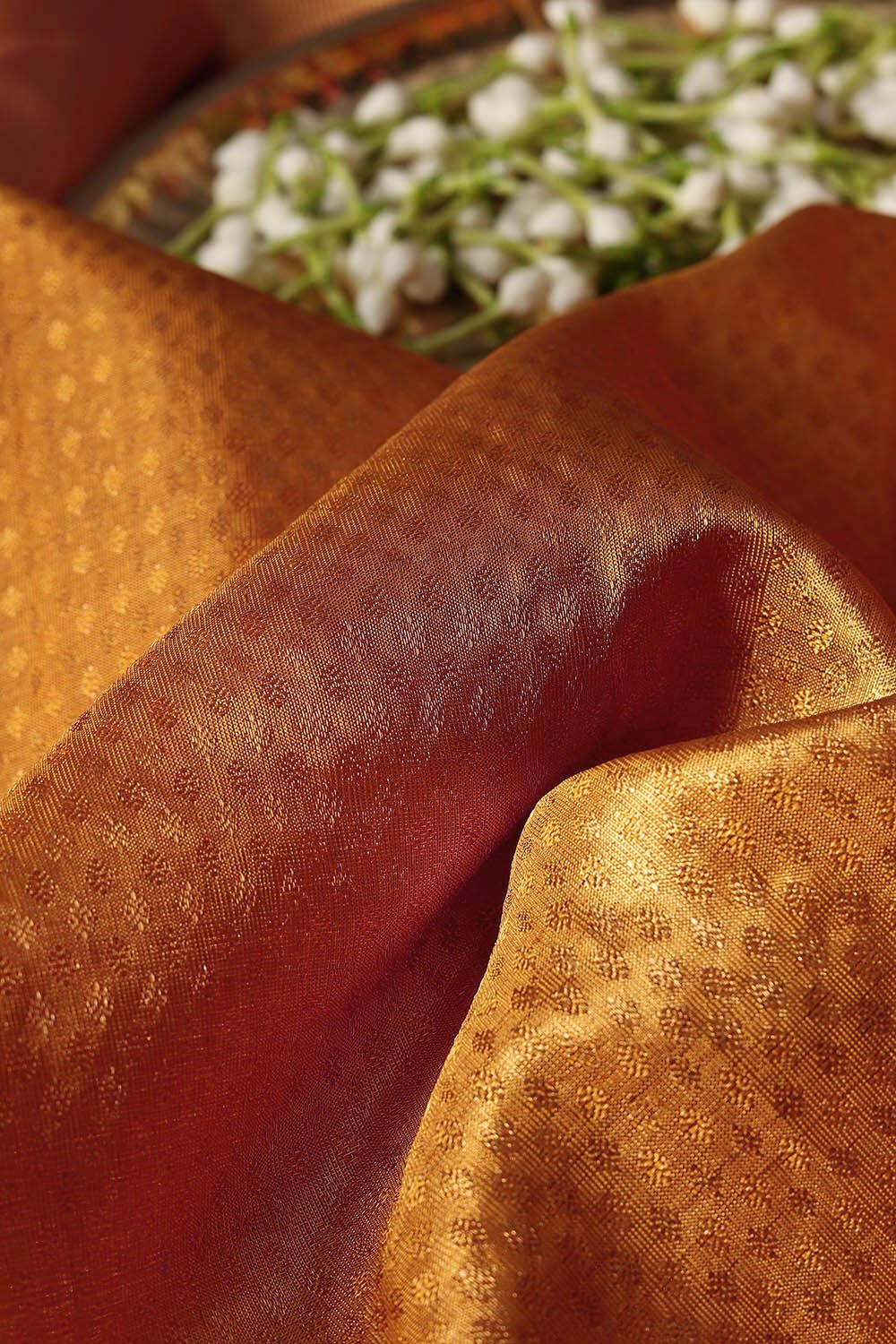 Dark Yellow Pure Tissue Silk Kanjivaram Saree image number null