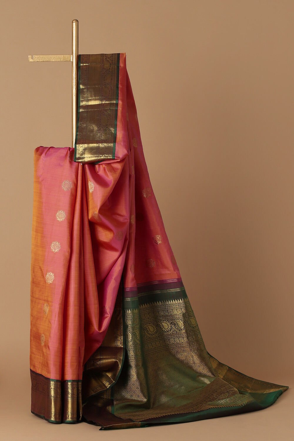 Two Toned Pure Silk Kanjivaram Korvai Saree image number null
