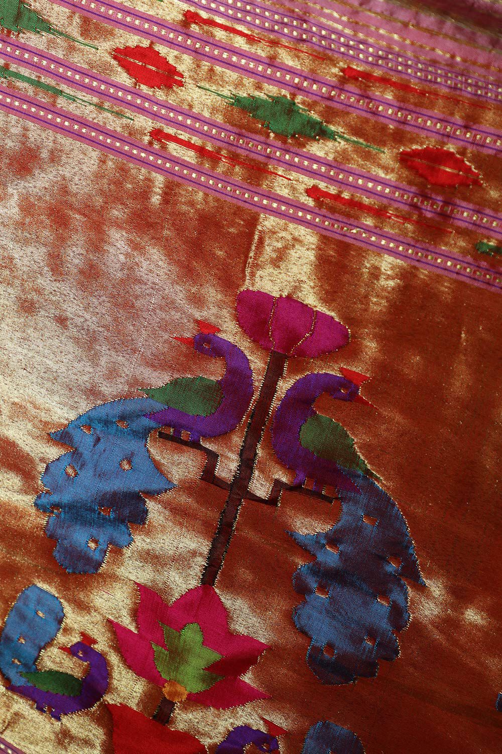 Pink Tapestry Pure Silk Paithani Saree image number null