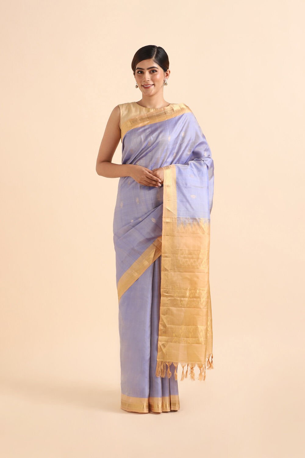 Light Blue Pure Silk Kanjivaram inspired Saree image number null