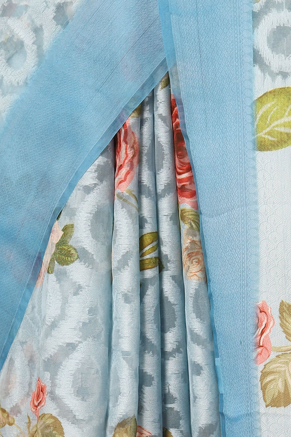 Blue Pure Organza Digital Printed Saree image number null