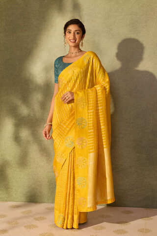 Yellow Pure Viscose Woven Saree thumbnail image number null