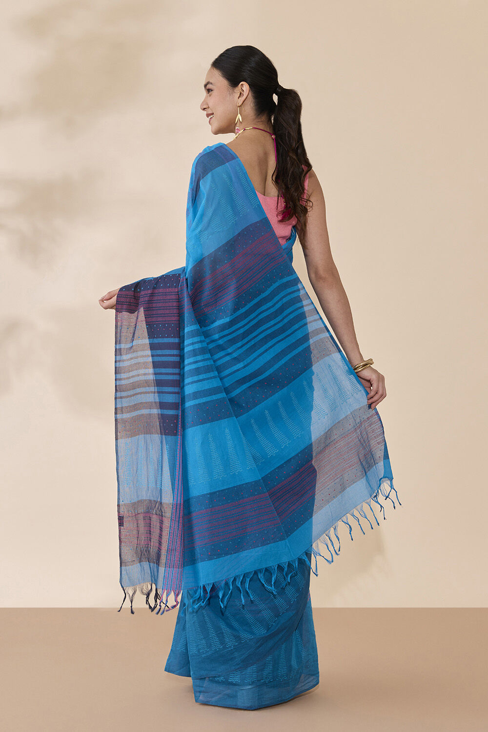 Blue Rajasthan Pure Cotton Printed Sanganeri Saree image number null