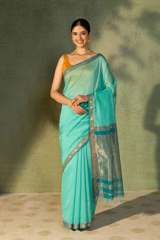 Light Blue Woven Pure Silk Cotton Maheshwari Saree thumbnail image number null