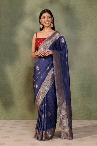Blue Woven Pure Viscose Saree thumbnail image number null