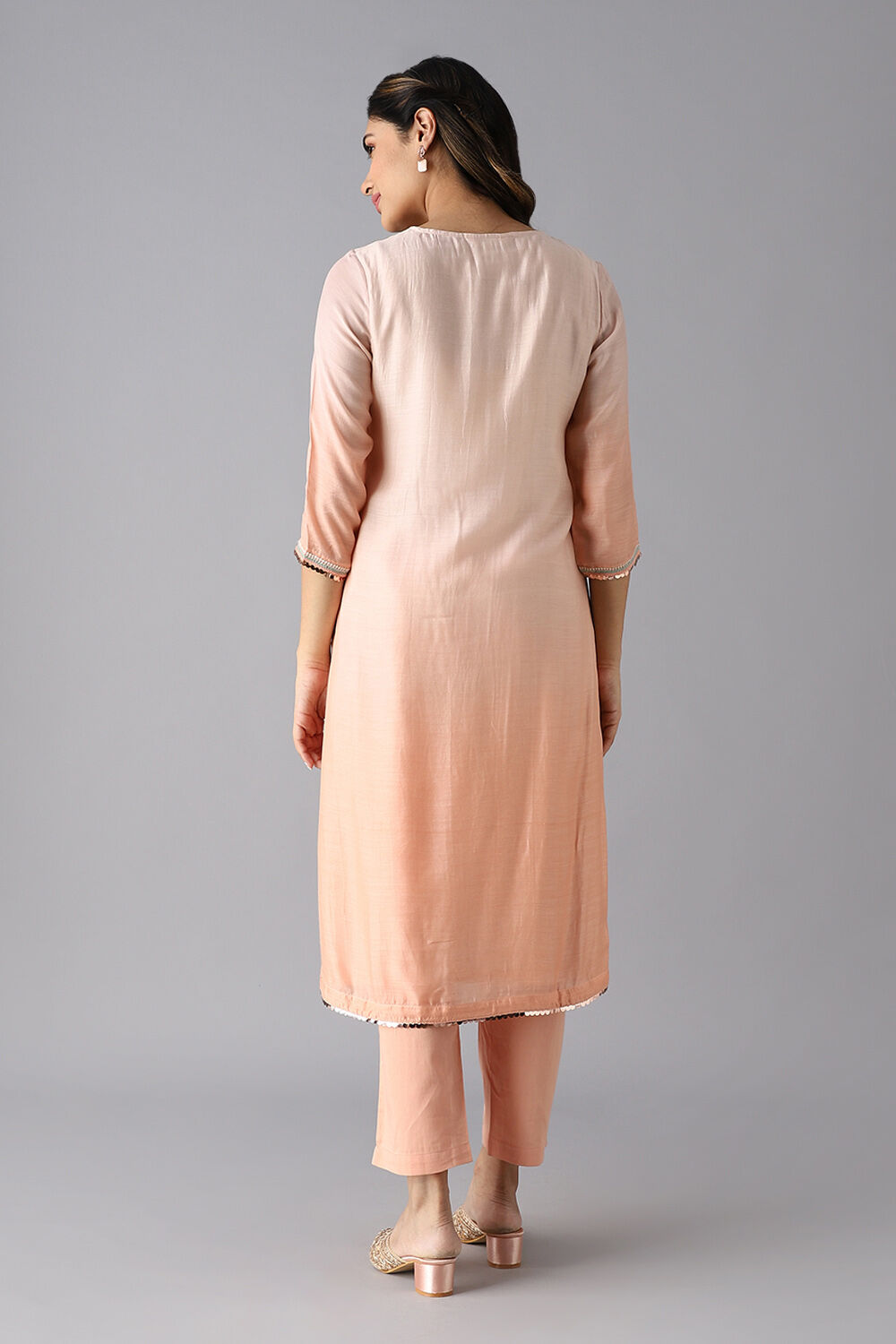 Light Pink Viscose Embroidered Kurta Set image number null