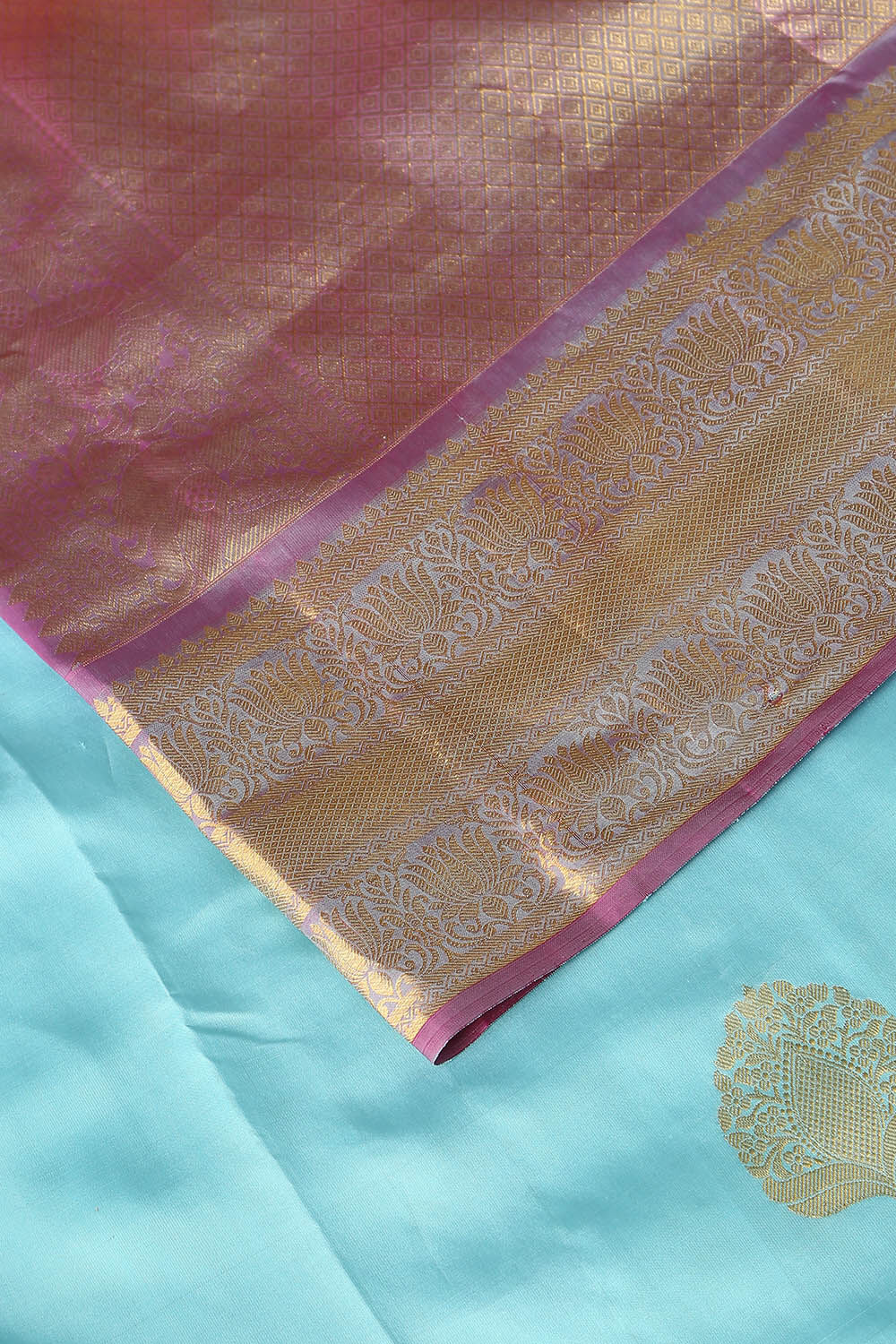 Light Blue Pure Silk Kanjivaram Saree image number null
