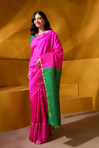 Pink Woven Pure Soft Silk Saree thumbnail image number null