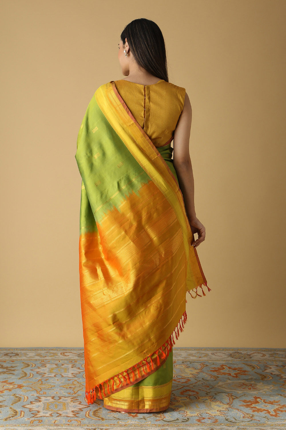 Green Pure Silk Kanjivaram inspired Saree image number null