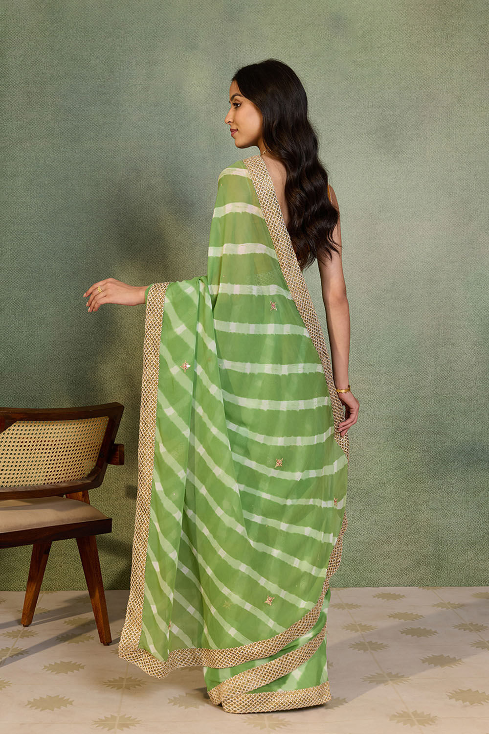 Light Green Gota Patti Viscose Georgette Rajasthan Saree image number null