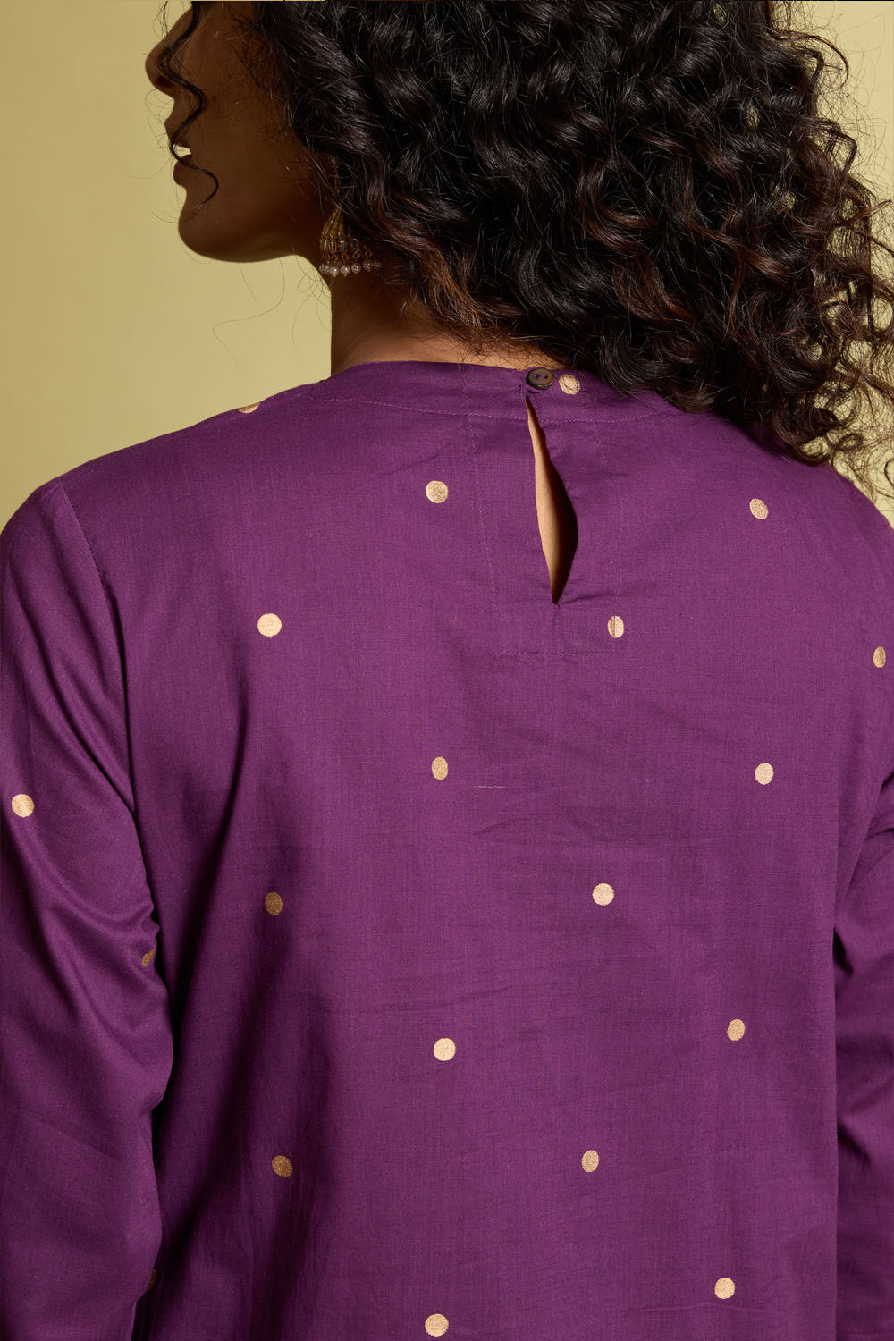 Purple Embroidered Pure Cotton Kurta image number null