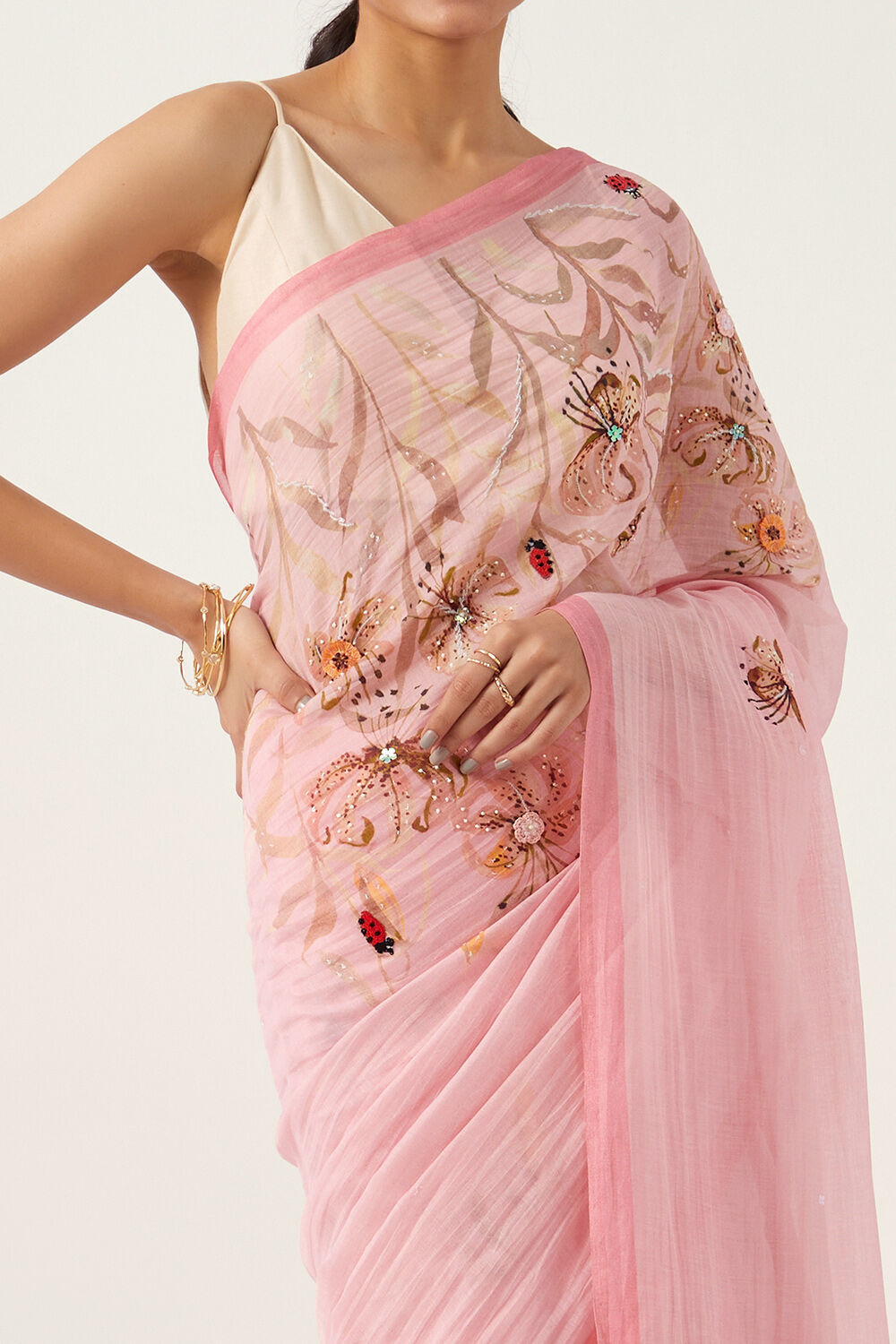 Light Pink Pure Silk Cotton Digital Printed Saree image number null