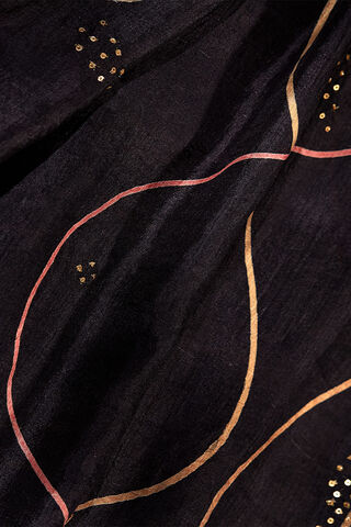 Black Hand Painted Silk Saree thumbnail image number null