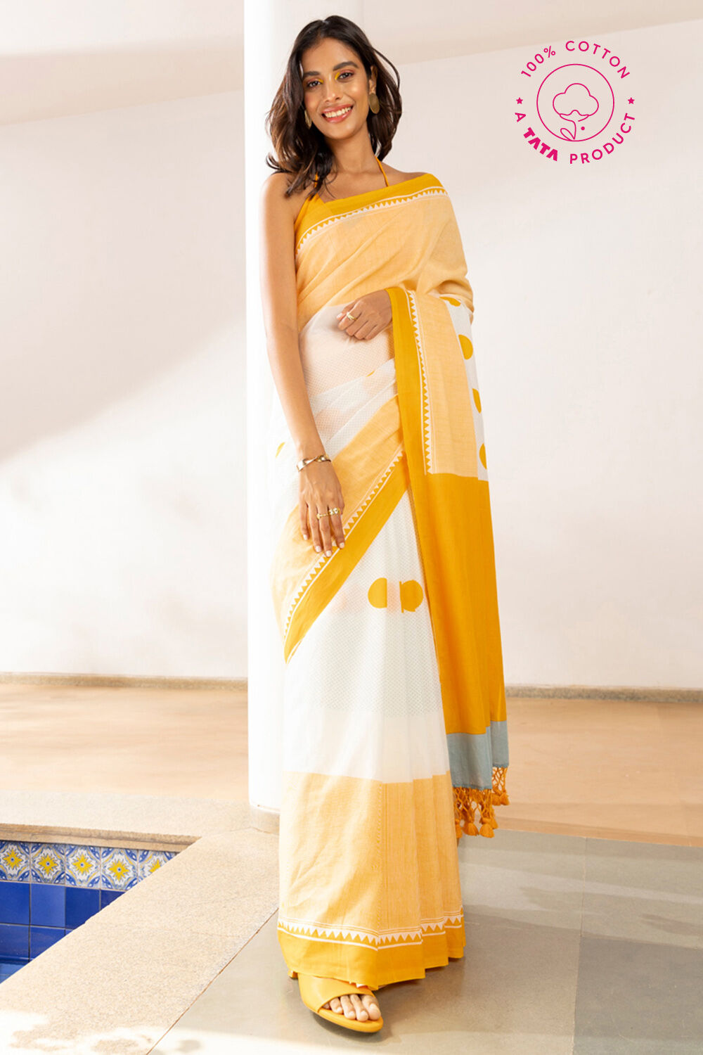 Multicolored Pure Cotton Printed Saree image number null