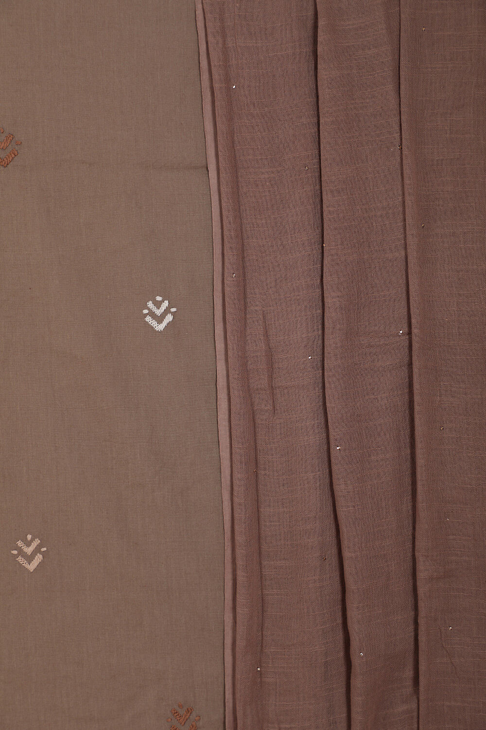 Grey Pure Cotton Kantha Embroidered Unstitched Suit Set image number null
