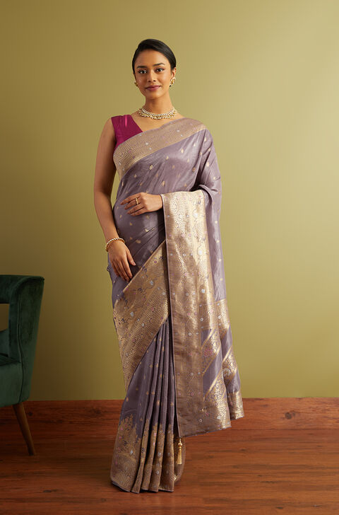 Violet Woven Viscose Luxe Saree