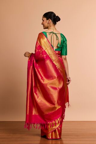Pink Brocade Pure Silk Kanjeevaram Saree thumbnail image number null