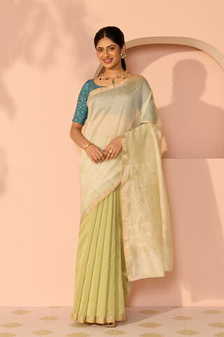Light Green Woven Pure Silk Cotton Chanderi Saree thumbnail image number null