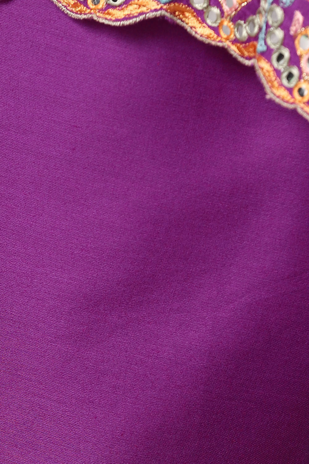 Violet Viscose Embroidered Semistitched Suit Set image number null