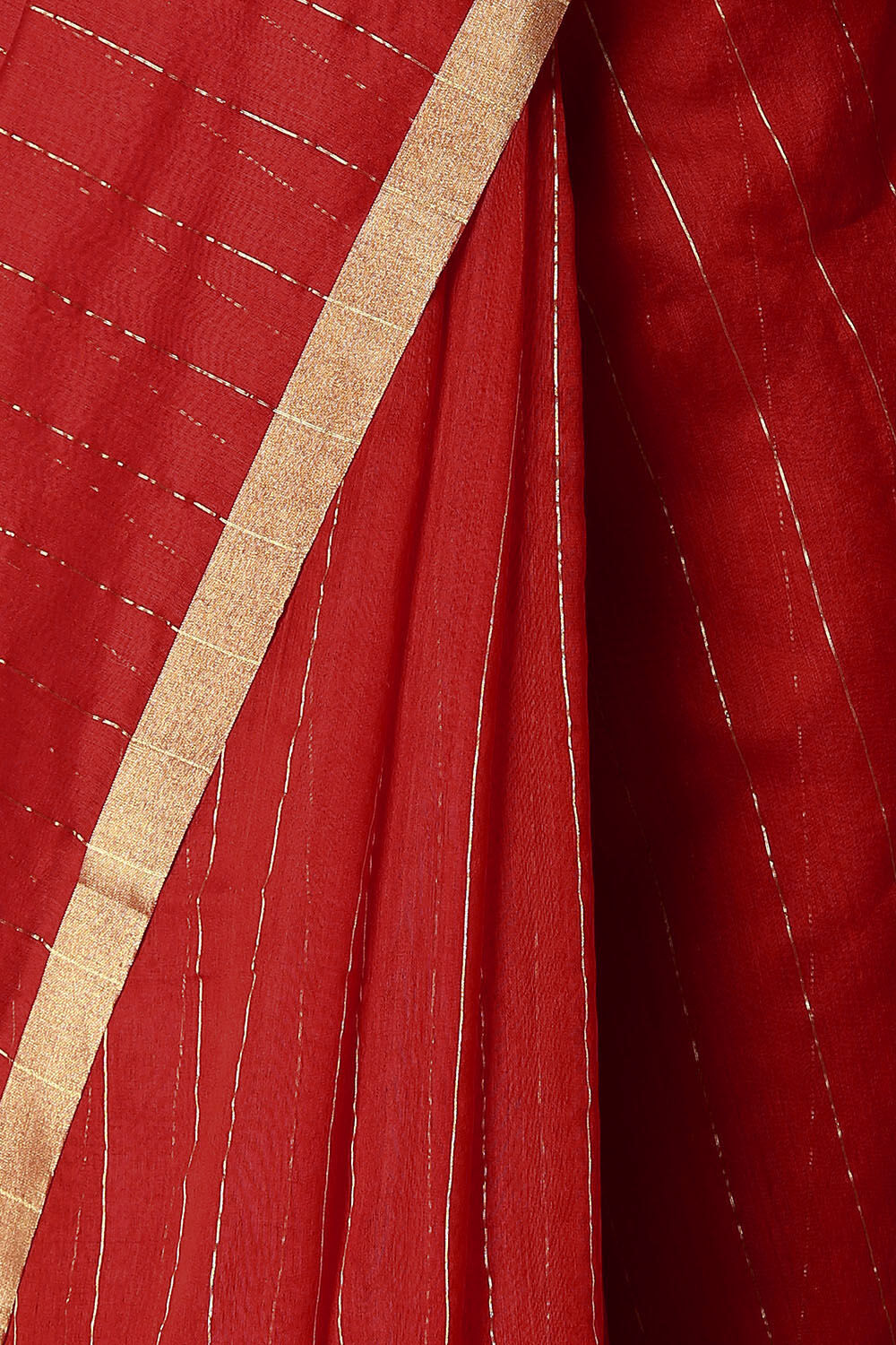 Red Pure Silk Cotton Chanderi Saree image number null