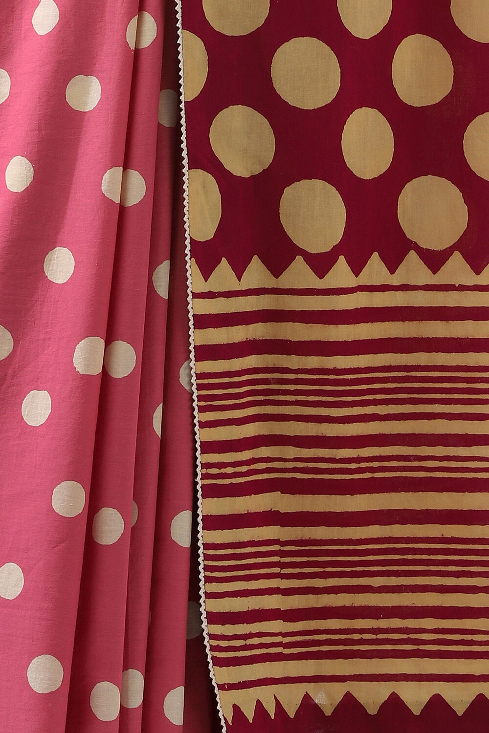 Pink Pure Cotton Hand Printed Saree image number null