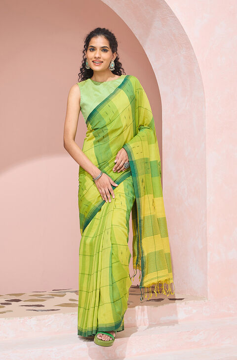 Light Green Bengal Pure Cotton Jamdani Saree