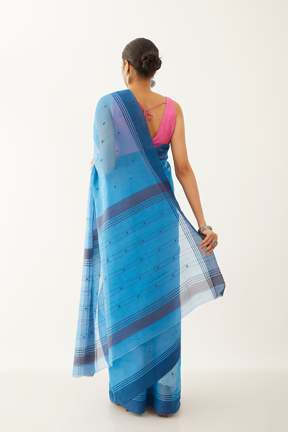 Blue Pure Silk Cotton Woven Chanderi Saree image number null