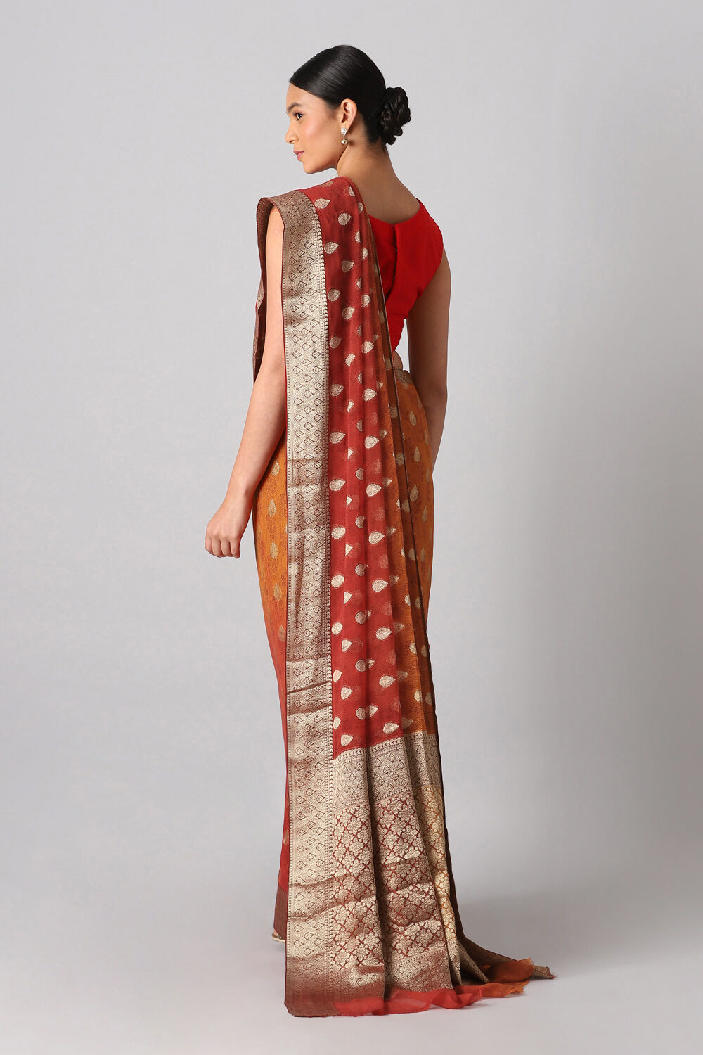 Orange Viscose Georgette Banarasi Saree image number null