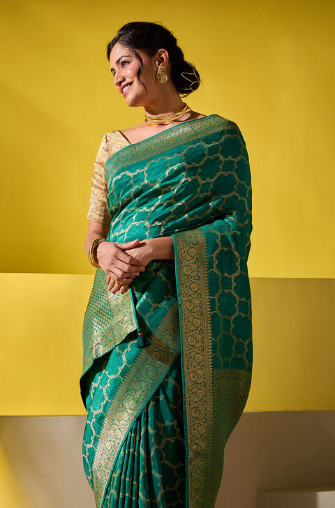 Green Woven Viscose Saree
