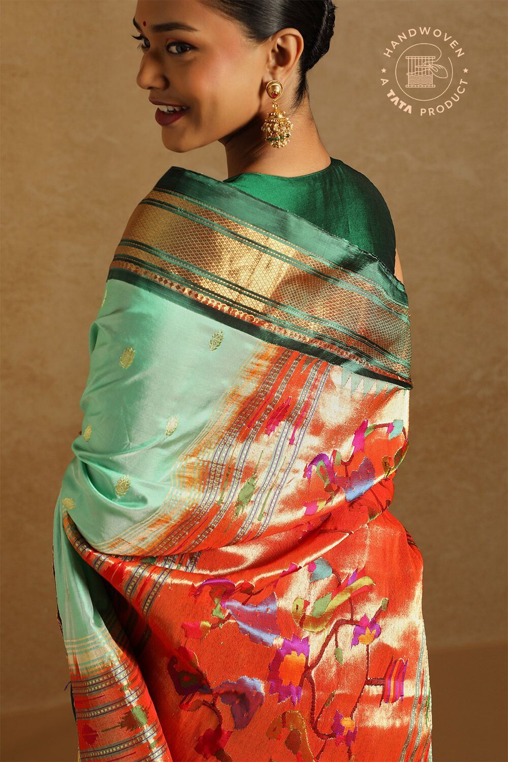 Green Pure Silk Paithani Saree image number null