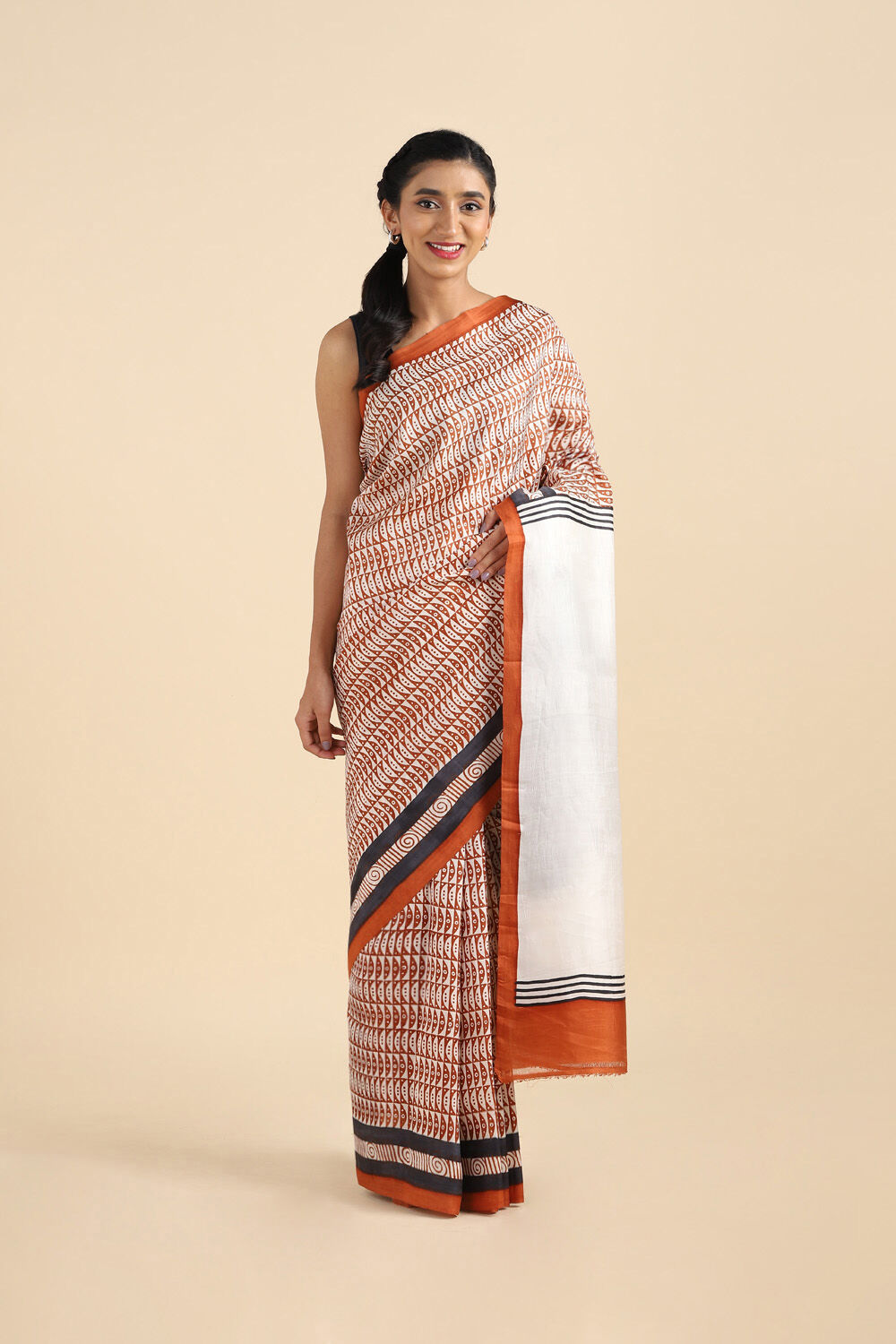 Brown Pure Silk Printed Saree image number null