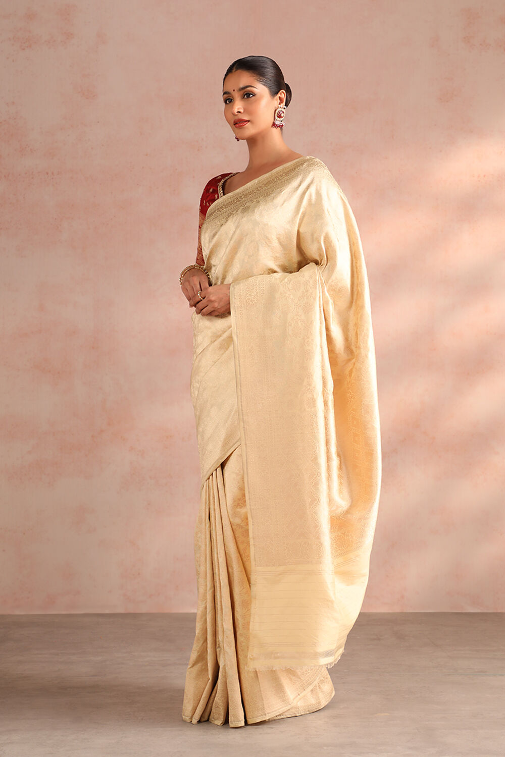 Off White Pure Silk Woven Banarasi Saree image number null