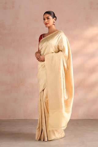 Off White Pure Silk Woven Banarasi Saree thumbnail image number null
