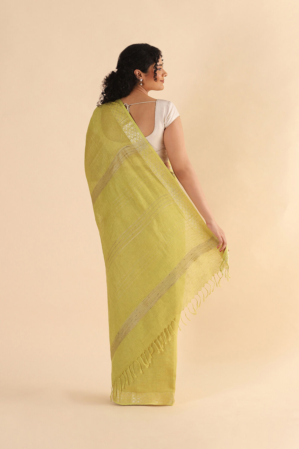 Light Pure Green Linen Bhagalpuri Saree image number null