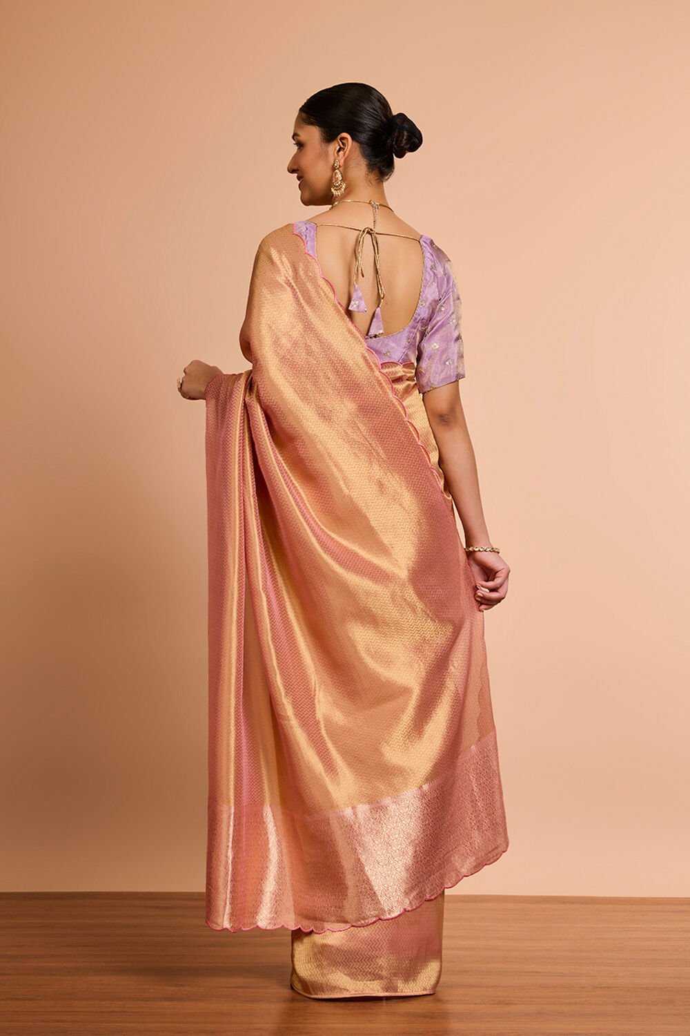 Pink Woven Viscose Tissue Saree image number null