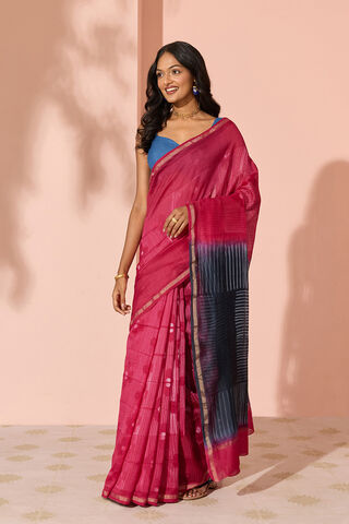 Pink Tie & Dye Shibori Pure Silk Cotton Rajasthan Saree thumbnail image number null
