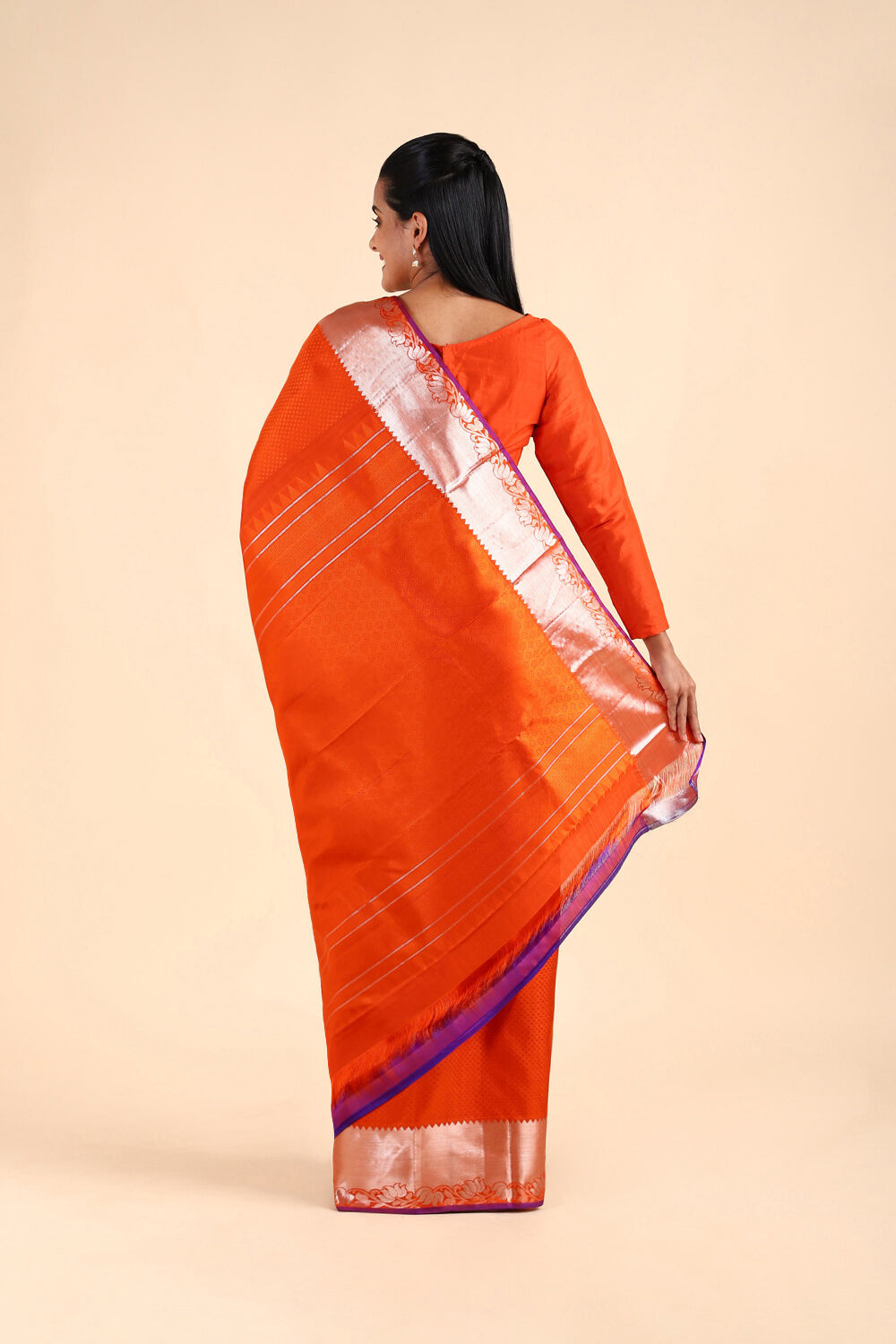 Orange Pure Silk Kanjivaram Saree image number null