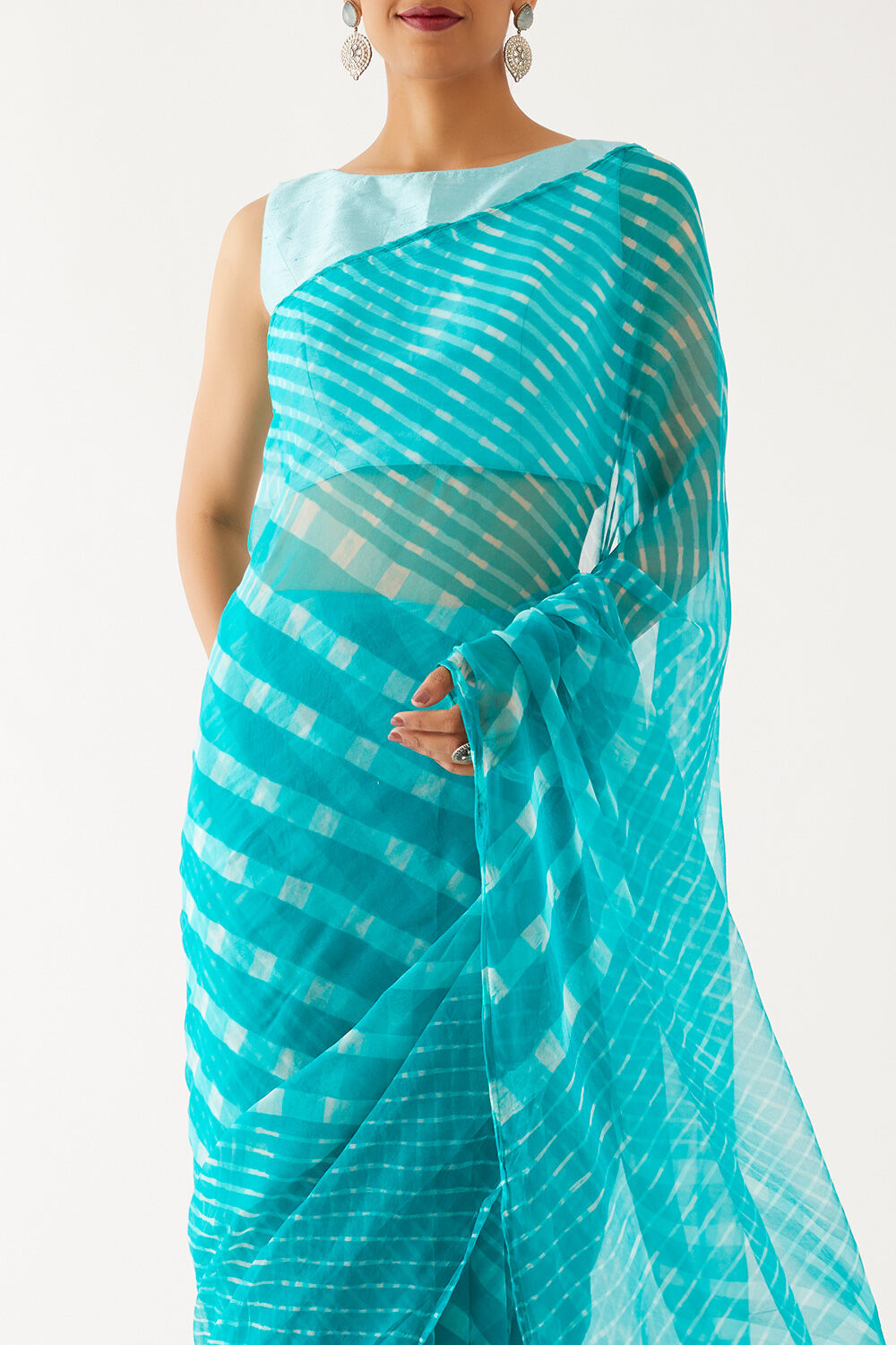 Green Pure Chiffon Leheriya Saree image number null