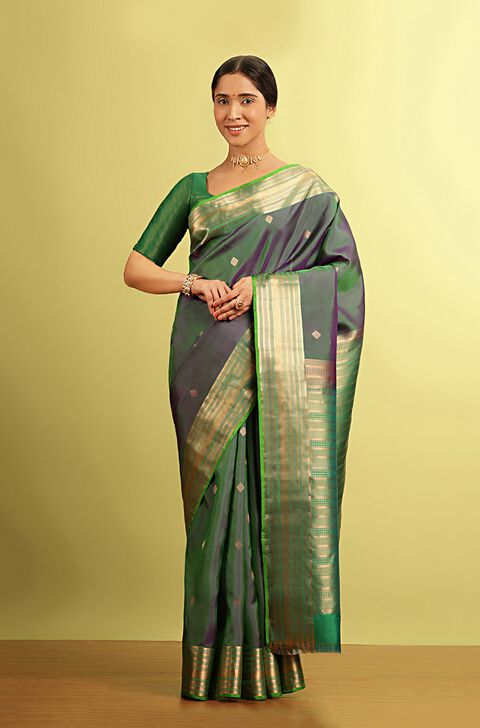 Green Woven Silk Viscose Saree